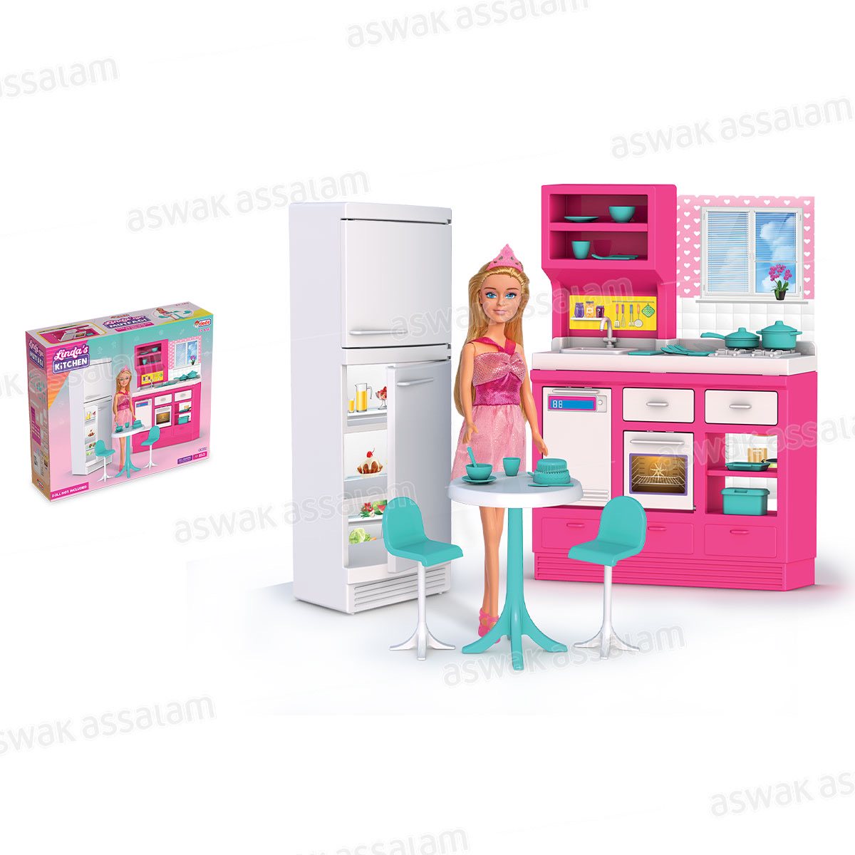 Cuisine équipée pour poupée avec accessoires à 89,95 DH au lieu de 149,95 DH chez Aswak Assalam