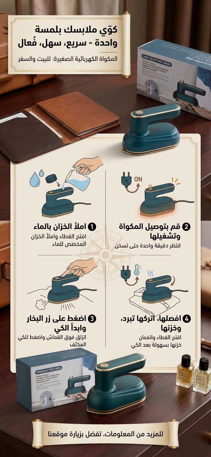 مكواة البخار الكهربائية الصغيرة المحمولة للسفر والبيت: سريعة، عملية وبدون تعقيد — Photo 2